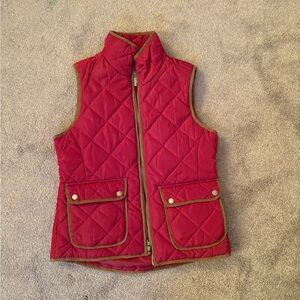 Red Quilted Vest with Pockets